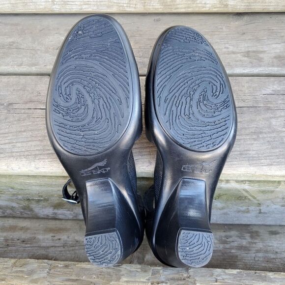 Dansko Roxy Black Leather Buckle Strap Heeled Mary Jane Comfort Clogs 38 - Picture 5 of 9